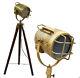 Antique Style Floor Lamp Vintage Style Wooden Tripod Searchlight Lamp Marine