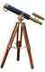 Antique Telescope With Tripod Vintage Brass Décor Table Top Wooden Tripod