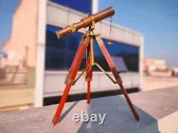 Antique Telescope with Wooden Tripod Vintage Brass décor Table Top Antique Gift