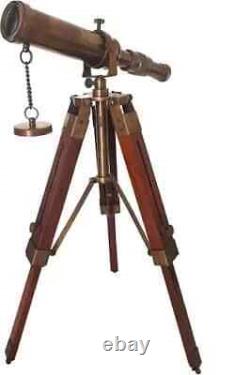 Antique Telescope with Wooden Tripod Vintage Brass décor Table Top Antique Gift