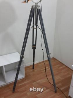 Antique Theater Tripod Marine Searchlight Nautical Wooden Tripod Retro Spotlight