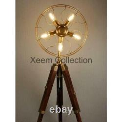 Antique Tripod 5 Light Floor Lamp with Morden Looks Adjustable Wooden Tripod
