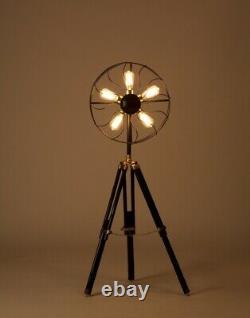 Antique Tripod Stand Fan 5 Light Modern Vintage Designer Lamp Office Home Decor