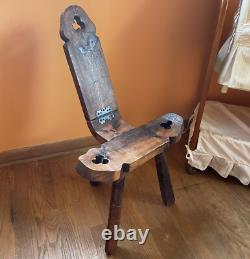 Antique Tripod Wooden Birthing Chair