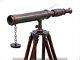Antique Vintage 27 Telescope Nautical Made Brass & Wooden Brown Tripod Stand