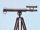 Antique Vintage Brass 18 Inch Telescope With Wooden Tripod Stand Decor Gift