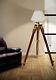 Antique Vintage Brass Nautical Wooden Tripod Floor Lamp Use With Shade