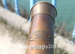 Antique Vintage Brass Spyglass Nautical Telescope With Wooden Tripod Stand Decor