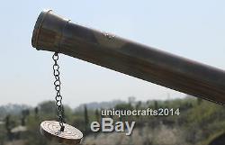 Antique Vintage Brass Spyglass Nautical Telescope With Wooden Tripod Stand Decor