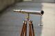 Antique Vintage Brass Telescope 18 With Wooden Tripod Us Navy Marine Collectible
