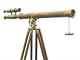 Antique Vintage Brass Telescope 36 With Wooden Tripod Us Navy Marine Collectible