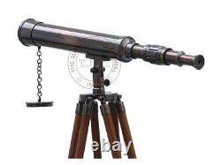 Antique Vintage Brass Telescope With Wooden Tripod Stand For Gift Item 18 Inch