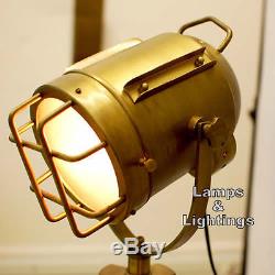 Antique Vintage Industrial Designer Nautical Spot Light Tripod Floor Lamp Retro