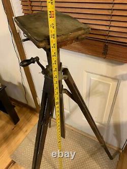 Antique Vintage Large Format Camera Wood Tilt Head Adjustable TRIPOD AGFA ANSCO