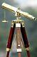Antique Vintage Solid Brass Telescope With Wooden Tripod Stand Office Decorative