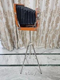 Antique Vintage Style Folding Camera With Metal Tripod Home Decorative Item