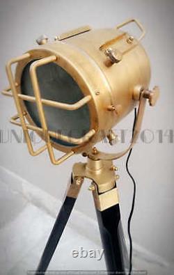 Antique Vintage Style Search Light Designer Floor Lamp WithWooden Tripod