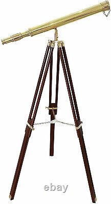 Antique Vintage Telescope Nautical Solid Brass Telescope With Wooden Tripod