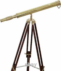Antique Vintage Telescope Nautical Solid Brass Telescope With Wooden Tripod