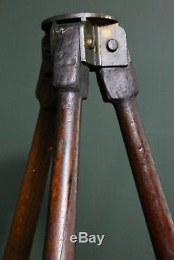 Antique Vintage Wood & Brass Surveying Transit Level Camera Tripod Stand (58)