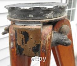 Antique Vintage Wood Brass Surveying Transit Seiler Tripod Stand 58 Lamp Stand