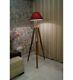 Antique Vintage Wooden Polish Floor Lamp Tripod Home Decor Item