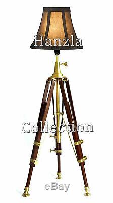 Antique Vintage Wooden Tripod Floor/Standing Lamp Steampunk/Industrial Lighting