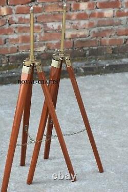 Antique Vintage Wooden Tripod Stand For Floor lamp Home Decor Item Set of 2 pcs