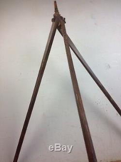 Antique Wooden Camera tripod Vintage spotlight stand floor standing light old