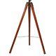 Antique Wooden Corner Floor Tripod Stand Vintage Brass Brown Suitable For Camera