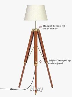 Antique Wooden Tripod Floor Lamp For Home & Office Decor Vintage Look