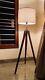 Antique Wooden Tripod Floor Lamp For Home Office Decor Vintage Light For Night