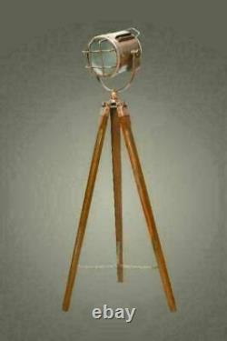 Antique floor lamp vintage spot light with wooden tripod stand home/office decor