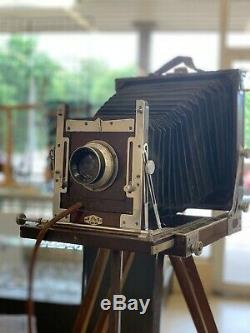 Antique large Format 8x10 camera, LM2-W8, Wooden Tripod, Plate Holders, Vintage