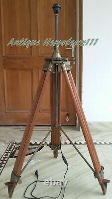 Antique shade lamp antique wooden floor heavy tripod stand vintage home replica