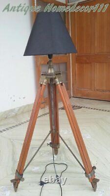 Antique shade lamp antique wooden floor heavy tripod stand vintage home replica