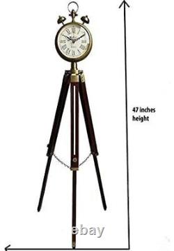 Antique vintage Beautiful Handmade Clock Home Decor With Wooden Tripod Stand
