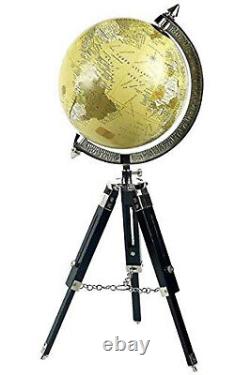 Antique vintage floor stand world globe ornament on wooden tripod good gift 25