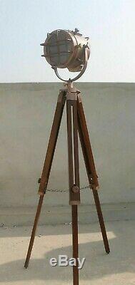 Antique vintage spotlight floor lamp with wooden tripod Stand for home decor