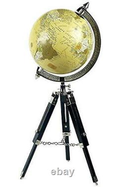 Antique vintage table top world globe ornament on wooden tripod good gift 25