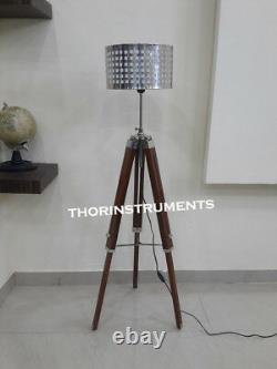 Beautiful Wooden Tripod Vintage Looks Lighting Stand Floor Lamp Light