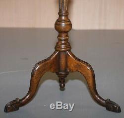 Bevan Funell Claw & Ball Vintage Mahogany Tripod Lamp Side Table Ornate Carved