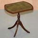Bevan Funell Green Leather Vintage Mahogany Tripod Lamp Side End Wine Table