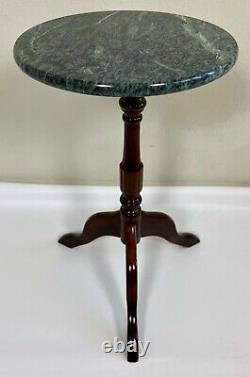 Bombay Co. Vintage Mahogany Marble Top Tripod Pedestal Stand Side Table