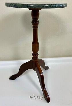 Bombay Co. Vintage Mahogany Marble Top Tripod Pedestal Stand Side Table