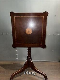 Bombay Co. Vintage Mahogany Top Tripod Pedestal Stand Side Table Vtg. 1994