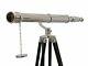 Brass 42 Inch Telescope With Wooden Tripod Stand Antique Nautical Floor Standing
