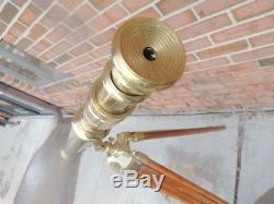 Brass Adjustable Telescope Brass & Wood Tripod Base Vintage (NJL013226)