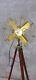 Brass Antique Floor Standing Electric Fan Royal London Fan With Wood Tripod
