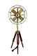 Brass Antique Floor Standing Electric Fan Royal Navy London Fan With Wood Tripod